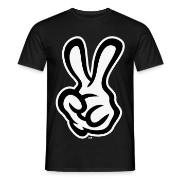 Signaux de la main de victoire (Main gauche / NEG / 2C) - T-shirt homme - noir - Devant - AI Model Male 178 light (178cm)