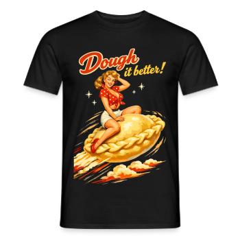 Pelmeni Pin-Up: Dough it better! Retro Graphics - Men's T-Shirt - black - Front - AI Model Male 178 light (178cm)