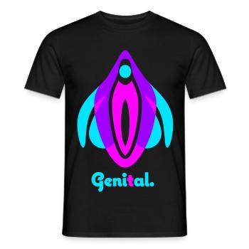 Geni(t)al - Genial - Männer T-Shirt - Schwarz - Vorne - AI Model Male 178 light (178cm)