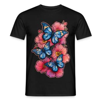 Schmetterling Blume - Männer T-Shirt - Schwarz - Vorne - AI Model Male 178 light (178cm)