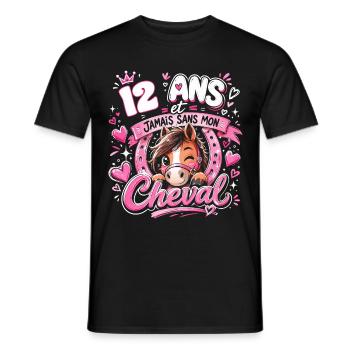 Hello Twelve 12 Ans Est 2014 Anniversaire - T-shirt homme - noir - Devant - AI Model Male 178 light (178cm)