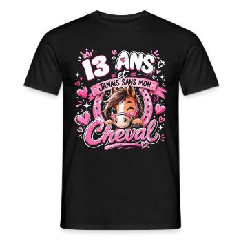 Cheval 13 Ans Anniversaire Ado Poney - T-shirt homme - noir - Devant - AI Model Male 178 light (178cm)