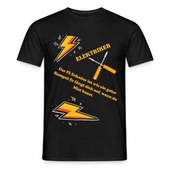 Elektriker T-Shirt Lustiges Geschenk Beruf Humor!! - Männer T-Shirt - Schwarz - Vorne - AI Model Male 178 light (178cm)