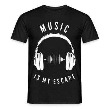 La musique est mon échappatoire - T-shirt homme - noir - Devant - AI Model Male 178 light (178cm)