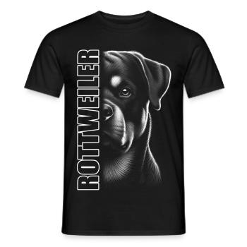 Rottweiler Porträt mit Schriftzug - Männer T-Shirt - Schwarz - Vorne - AI Model Male 178 light (178cm)