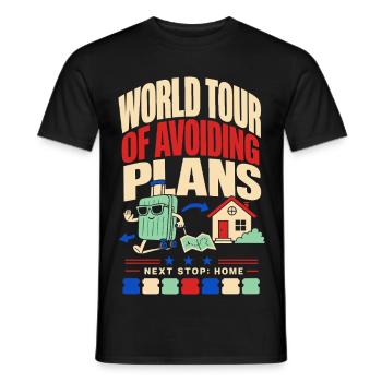 Welttournee ohne Pläne – Nächster Halt Zuhause - Männer T-Shirt - Schwarz - Vorne - AI Model Male 178 light (178cm)
