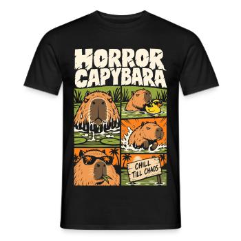 Horror Capybara – Chill Till Chaos Comic - Männer T-Shirt - Schwarz - Vorne - AI Model Male 178 light (178cm)