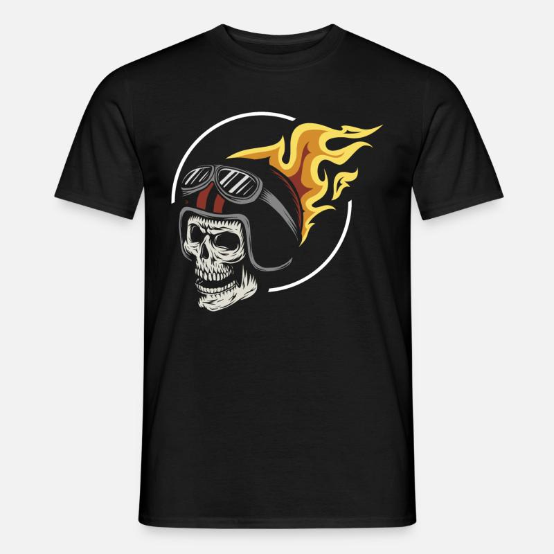 Rocker - Ghost - Fire - Skull - Biker - T-shirt homme - noir