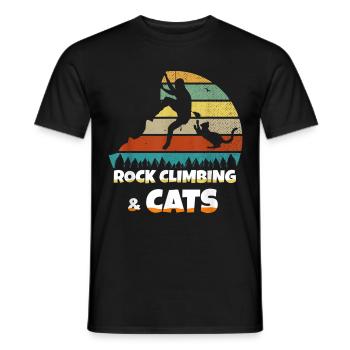 Rock Climbing Cat Grimage Chat Cadeau Hobby - T-shirt homme - noir - Devant - AI Model Male 178 light (178cm)