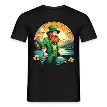 St. Patrick's Day Kleeblatt Angeln - Männer T-Shirt - Schwarz - Vorne - AI Model Male 178 light (178cm)