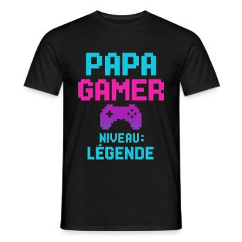 Papa GAMER Niveau : Légende cadeau fête des pères - T-shirt homme - noir - Devant - AI Model Male 178 light (178cm)