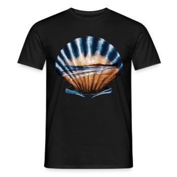 Muschel Strand Szene Serene Ozean Landschaft - Männer T-Shirt - Schwarz - Vorne - AI Model Male 178 light (178cm)