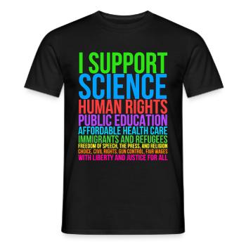 I Support Science - Men's T-Shirt - black - Front - AI Model Male 178 light (178cm)