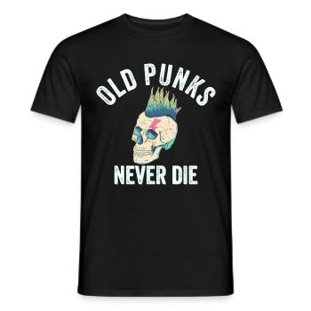 Old Punks Never Die - Vintage Punk - Men's T-Shirt - black - Front - AI Model Male 178 light (178cm)