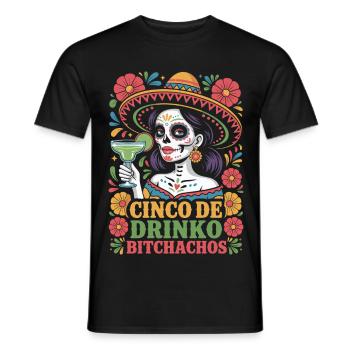 Funny Cinco De Mayo Cinco De Drinko Fiesta Skull - T-shirt homme - noir - Devant - AI Model Male 178 light (178cm)