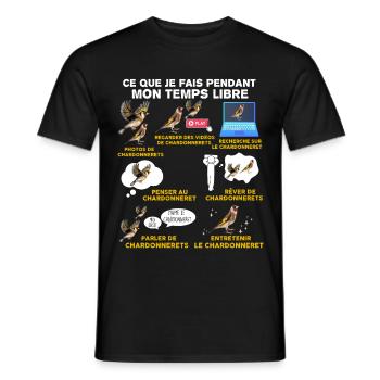 Oiseau, Chardonneret, idée cadeau passion animaux - T-shirt homme - noir - Devant - AI Model Male 178 light (178cm)