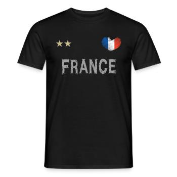 France football jersey with heart - Men's T-Shirt - black - Front - AI Model Male 178 light (178cm)