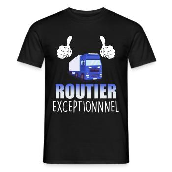 Routier exceptionnnel - T-shirt homme - noir - Devant - AI Model Male 178 light (178cm)