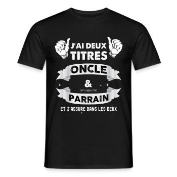 Oncle et parrain, parrain tonton - T-shirt homme - noir - Devant - AI Model Male 178 light (178cm)