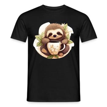 Niedlicher Faultier Entspanntes Tier Kaffeebecher - Männer T-Shirt - Schwarz - Vorne - AI Model Male 178 light (178cm)