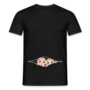 Maternity Are 2 Children Design Pregnant Woman - Men's T-Shirt - black - Front - AI Model Male 178 light (178cm)