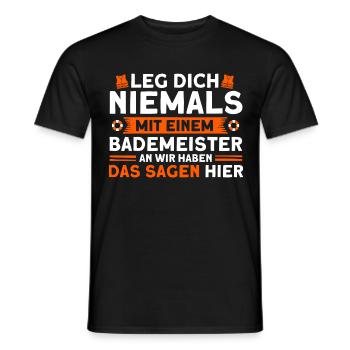 Bademeister Schwimmbad Lifeguard Rettungsschwimmer - Männer T-Shirt - Schwarz - Vorne - AI Model Male 178 light (178cm)
