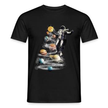Christmas in Space Solar System Astronaut - Men's T-Shirt - black - Front - AI Model Male 178 light (178cm)