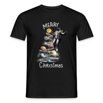 Christmas in Space Solar System Astronaut - Men's T-Shirt - black - Front - AI Model Male 178 light (178cm)