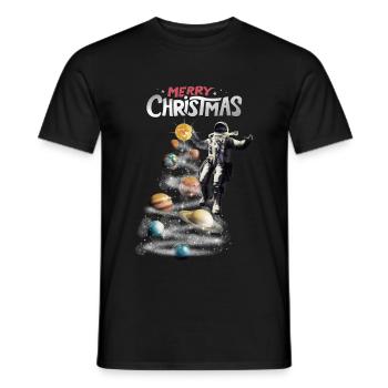 Christmas in Space Solar System Astronaut - Men's T-Shirt - black - Front - AI Model Male 178 light (178cm)