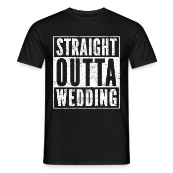 STRAIGHT OUTTA WEDDING lustiges Berlin Shirt - Männer T-Shirt - Schwarz - Vorne - AI Model Male 178 light (178cm)