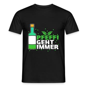 Pfeffi geht immer Vintage Alkohol Schnaps lustig L - Männer T-Shirt - Schwarz - Vorne - AI Model Male 178 light (178cm)