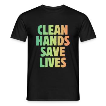 Germ-phobic clean hands save lives Quarantine-Hy - Men's T-Shirt - black - Front - AI Model Male 178 light (178cm)
