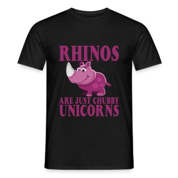 Rhinos Are Just Chubby Unicorns - Männer T-Shirt - Schwarz - Vorne - AI Model Male 178 light (178cm)