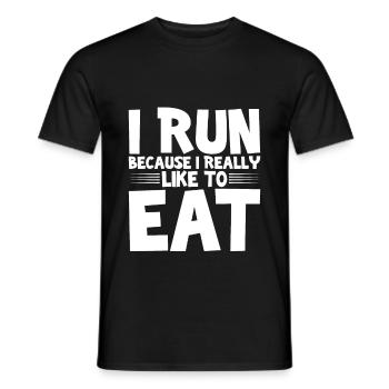 I run because I really like to eat 3 - Men's T-Shirt - black - Front - AI Model Male 178 light (178cm)