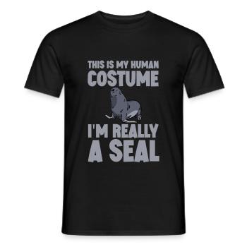 This Is My Human Costume, I'm Really A Seal - Männer T-Shirt - Schwarz - Vorne - AI Model Male 178 light (178cm)