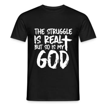 La lutte est réelle, mais mon Dieu 4 l’est aussi - T-shirt homme - noir - Devant - AI Model Male 178 light (178cm)