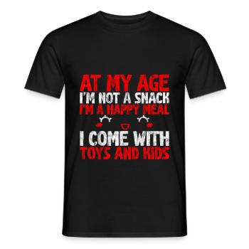 At My Age I'm Not A Snack, I'm A Happy Meal 3 - Men's T-Shirt - black - Front - AI Model Male 178 light (178cm)