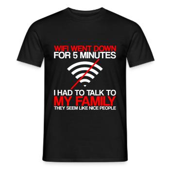 Wifi Went Down For 5 Minutes 2 - Men's T-Shirt - black - Front - AI Model Male 178 light (178cm)