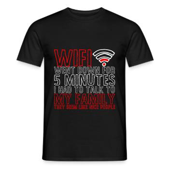 Le wifi est tombé en panne pendant 5 minutes 4 - T-shirt homme - noir - Devant - AI Model Male 178 light (178cm)