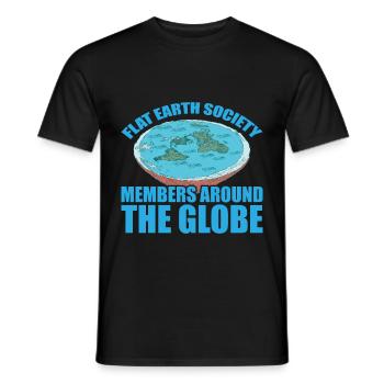 Flat Earth Society, Members Around The Globe 15 - Männer T-Shirt - Schwarz - Vorne - AI Model Male 178 light (178cm)