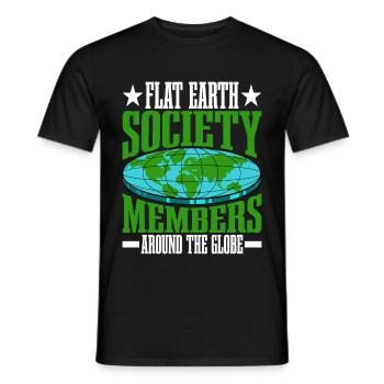 Flat Earth Society, Members Around The Globe 16 - Männer T-Shirt - Schwarz - Vorne - AI Model Male 178 light (178cm)