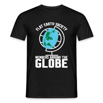 Flat Earth Society, Members Around The Globe 17 - Männer T-Shirt - Schwarz - Vorne - AI Model Male 178 light (178cm)