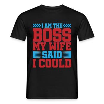 Je suis le patron - Ma femme a dit que je pouvais avoir 5 ans - T-shirt homme - noir - Devant - AI Model Male 178 light (178cm)