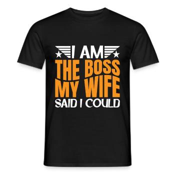 Je suis le patron - Ma femme a dit que je pourrais avoir 7 ans - T-shirt homme - noir - Devant - AI Model Male 178 light (178cm)