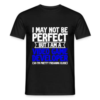 Not be perfect but i am a video game developer 2 - Men's T-Shirt - black - Front - AI Model Male 178 light (178cm)