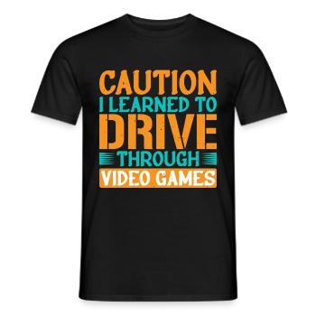 Attention J’ai appris à conduire à travers les jeux vidéo 2 - T-shirt homme - noir - Devant - AI Model Male 178 light (178cm)