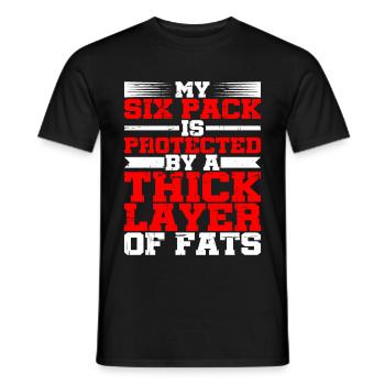 Mon pack de six est protégé par une épaisse couche de graisses - T-shirt homme - noir - Devant - AI Model Male 178 light (178cm)