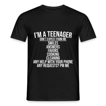 Je suis un adolescent, ne vous attendez pas à moi, souriez... - T-shirt homme - noir - Devant - AI Model Male 178 light (178cm)