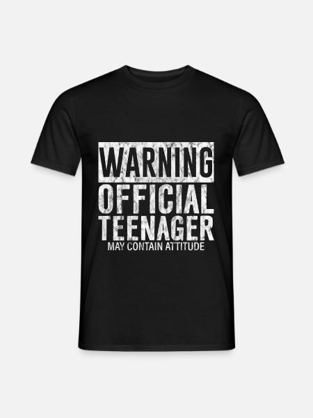 Warning Official Teenager, May Contain Attitude 2 - Männer T-Shirt - Schwarz