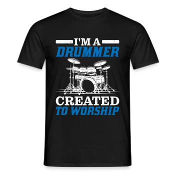 I'm A Drummer Created To Worship - Männer T-Shirt - Schwarz - Vorne - AI Model Male 178 light (178cm)